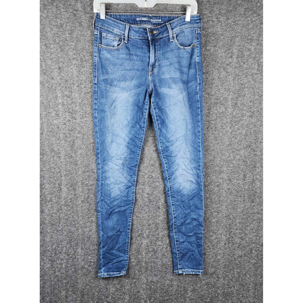 Old Navy Rockstar Skinny Jeans Womens 4 Blue Mid Rise Medium Wash Stretch Denim